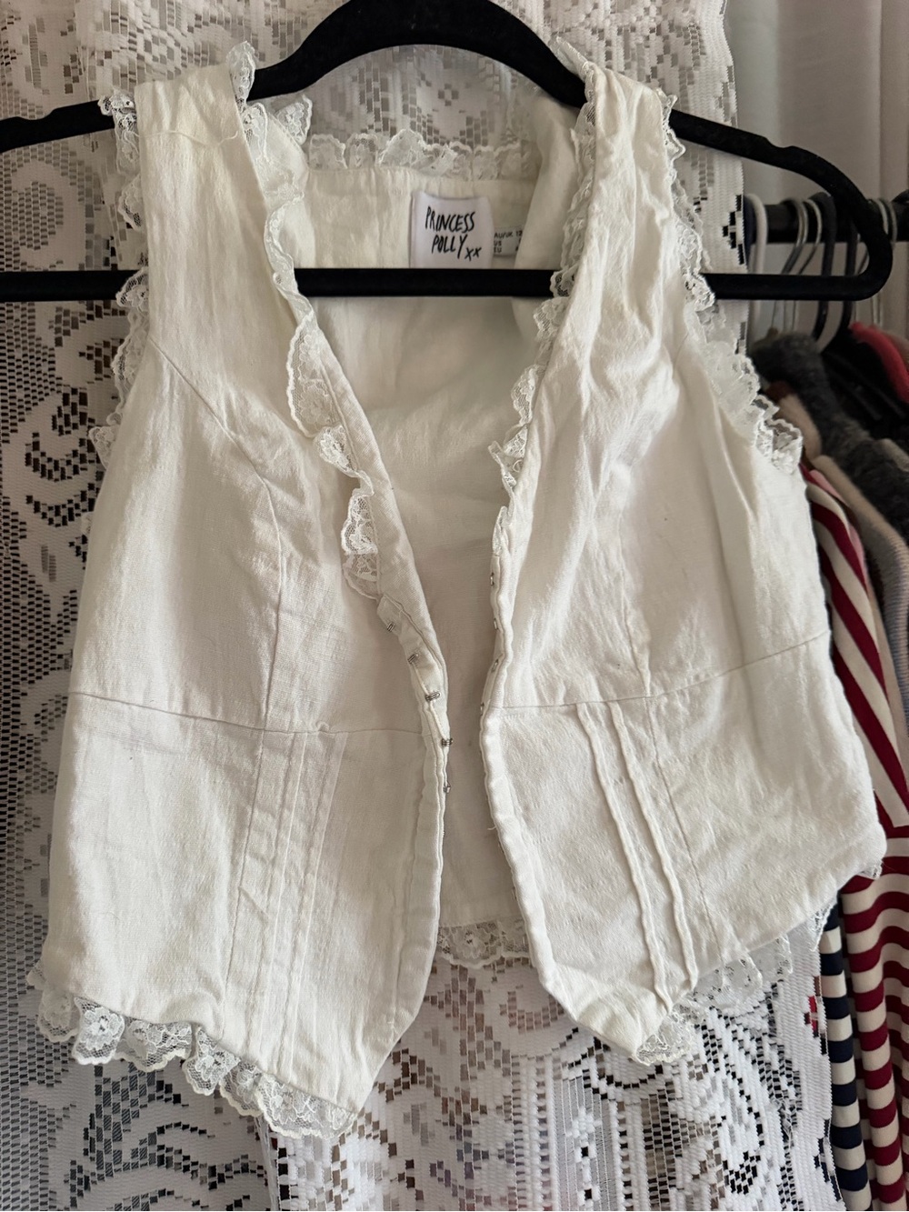Princess Polly Cream Lace Trim Girls Vest